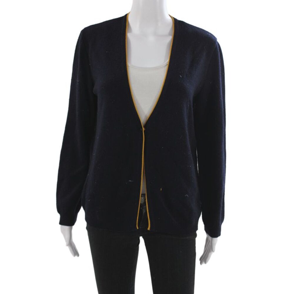 Gianni Versace Women Black V-Neck Long Sleeve Wool Cardigan Size L